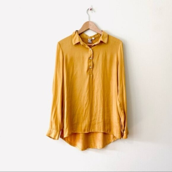 Anthropologie Dolan Steinbeck Back Gold Mustard Preppy Tennis Prep Chic Tunic M - Picture 2 of 10